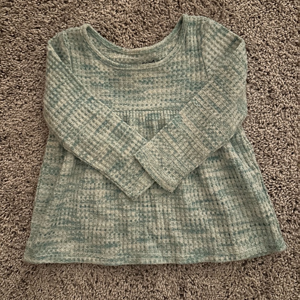Jumping Beans Aqua and White Super Soft Waffle Knit Top